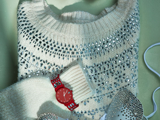 sweater with flatback crystals