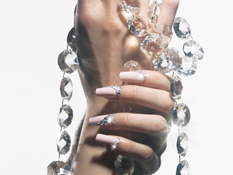 Nail design with flatback crystals 