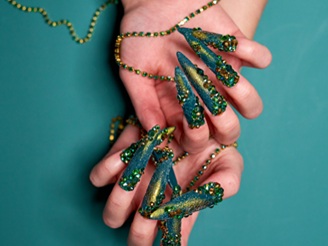 year of the snake inspired crystal nail art