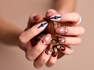 Valentines chocolate inspired crystal nails