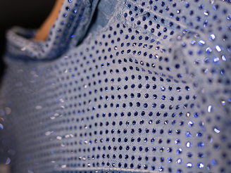 crystals on denim