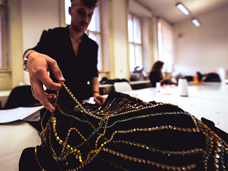 designer working with crystals