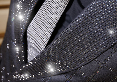 detail of crystallized men's suit