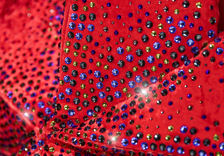 detail of fabric with applied crystals