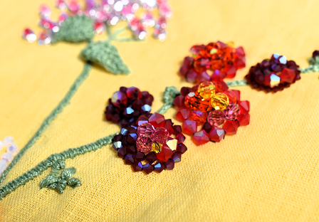 fabric with crystal rondelle and round beads