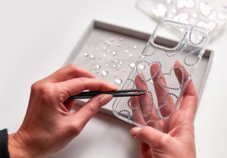 Crystal heart phone cover