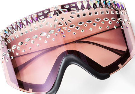 ski goggles with flatback crystals