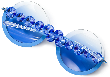 blue crystals on glasses