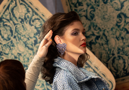 purple crystal earrings