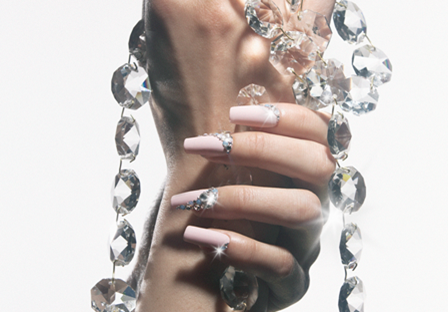 Nail design with flatback crystals