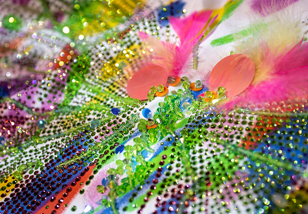 rondelle beads on textile