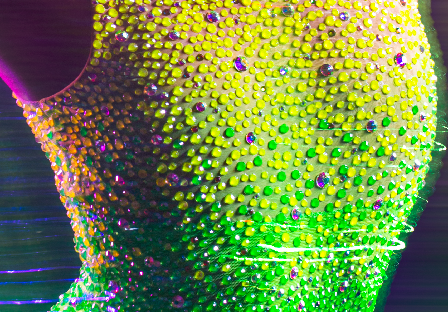 neon rhinestones on dress