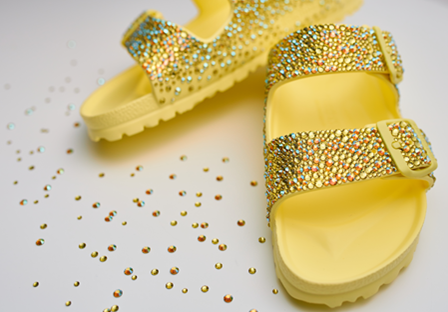 summer slides with acid yellow crystals