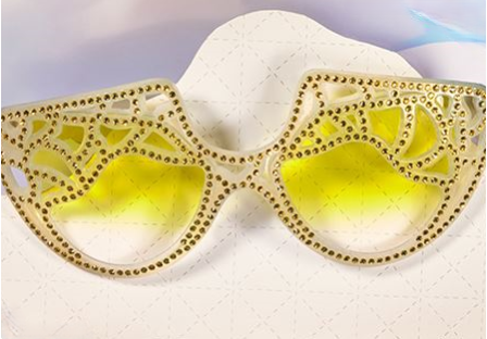 sunglasses decorated with Acid Yellow crystals