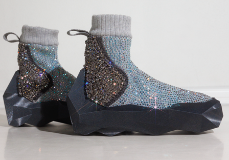 shoes with lilac ash crystals