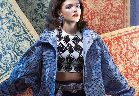 denim jacket with crystals