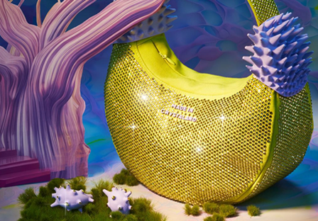 handbag covered in crystals in new crystal color Acid yellow