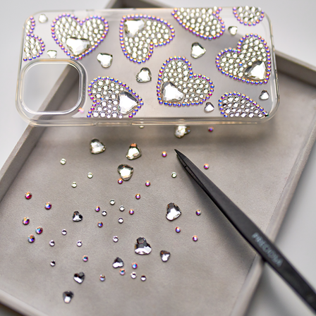 Crystal heart phone cover