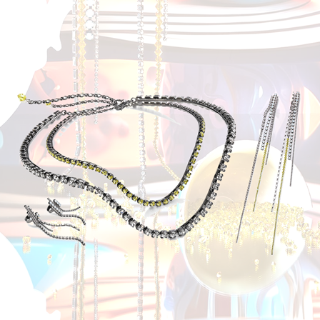 crystal cupchain jewelry set