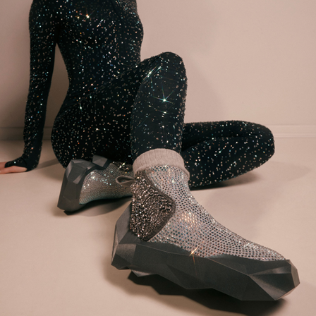 shoes with lilac ash crystals