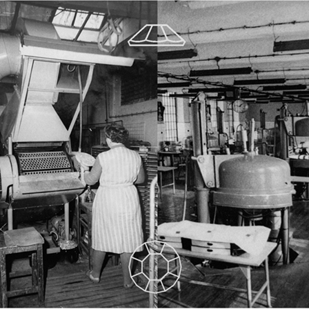 Preciosa historic pictures, rhinestone and crystal making