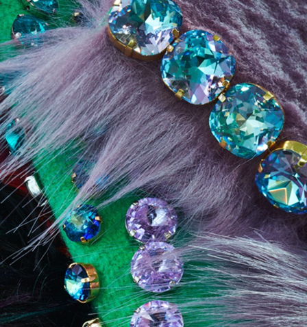 Crystals with polychromatic coating Bermuda Blue and Vitrail Light