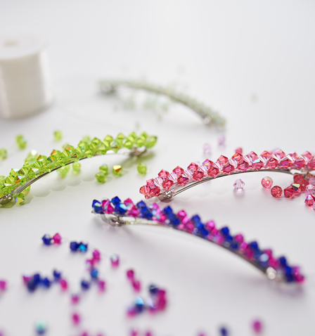 Sparkling Hair Barrettes with rondelle beads