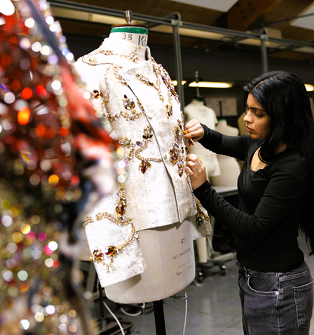Central Saint Martins university fashion student working with crystals