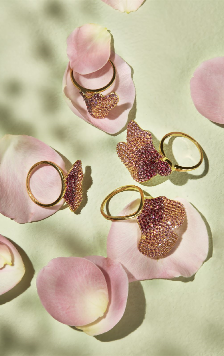 jewelry with pink cubic zirconia, premanent color treatment