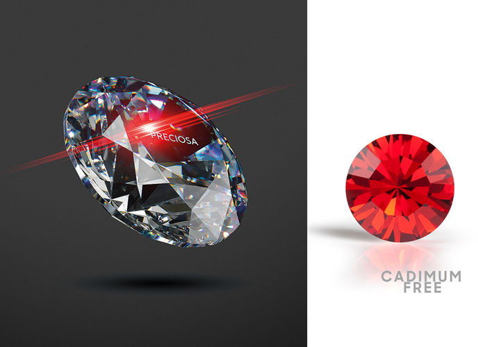 Cubic zirconia round brilliant cut and cadmium free-crystals