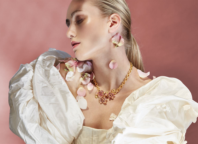 jewelry with pink cubic zirconia, premanent color treatment