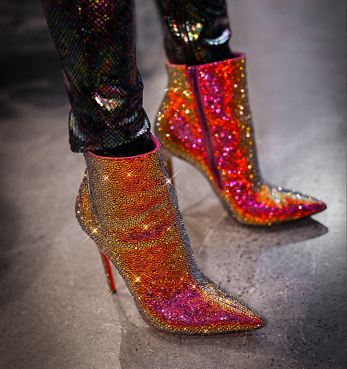 Sparkling Louboutin heels with flatback crystals