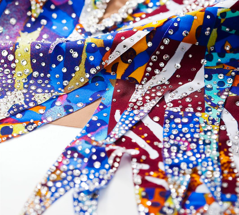 crystals on textile