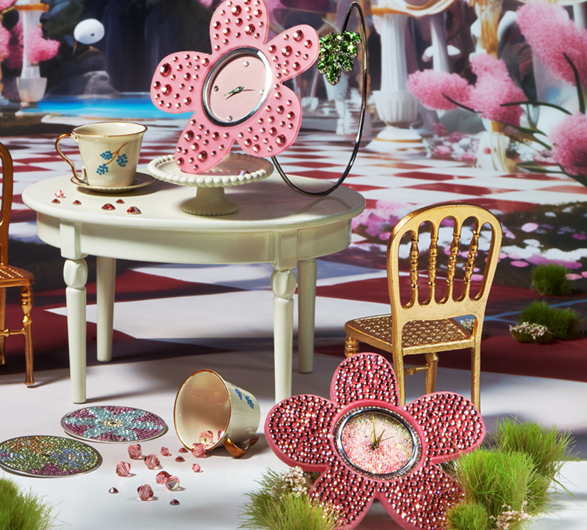 粉色工艺水晶花朵手表