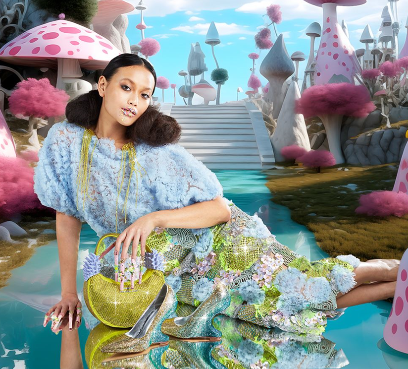 model embellished and dressed in new crystal color Acid Yellow