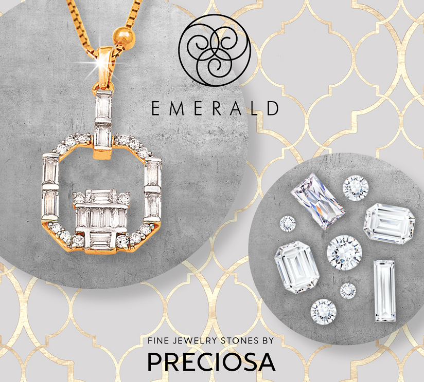 Emerald, jewelry and cubic zirconia