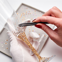 glued crystals in DIY project