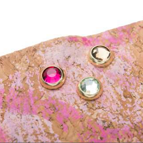 crystal pins applied on material