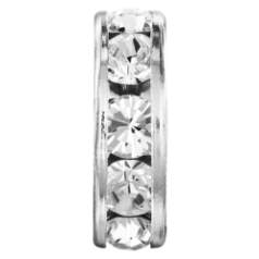 Rondelle with Chatons MAXIMA Smooth, Large Hole, Silver cup