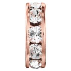 Rondelle with Chatons MAXIMA Smooth, Large Hole, Rose gold cup