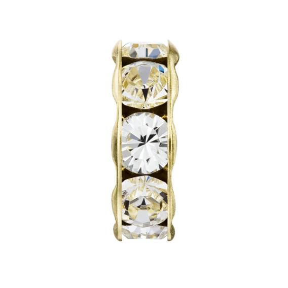 Rondelle with Chatons MAXIMA Undulated, Gold cup