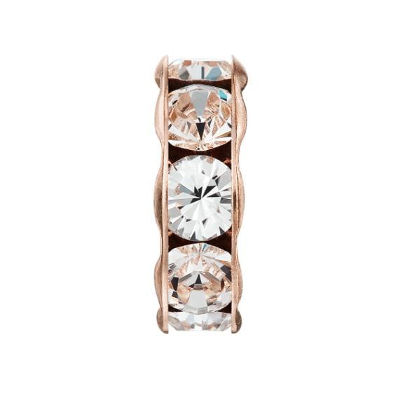 Rondelle with Chatons MAXIMA Undulated, Large Hole, Rose gold cup