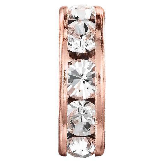 Rondelle with Chatons MAXIMA Smooth, Large Hole, Rose gold cup Rondelle with Chatons MAXIMA Smooth, Large Hole, Rose gold cup